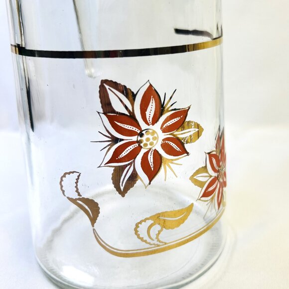 Cerve Devalbor Italy Vintage Glass Juice Pitcher Glasses Rose Pink Floral - Picture 8 of 11